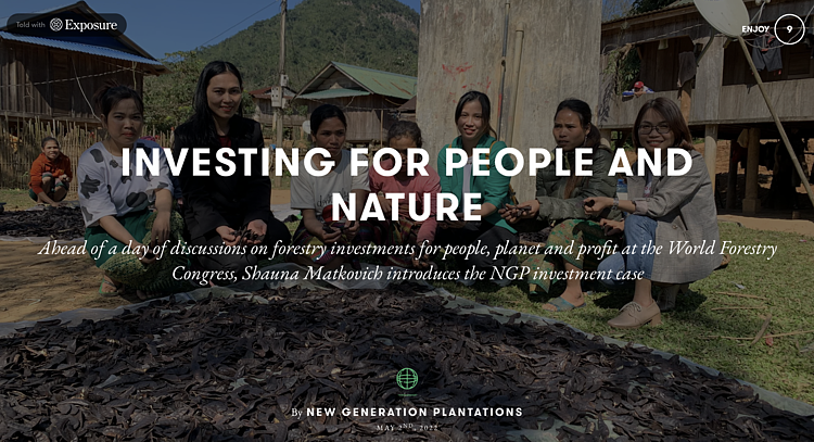  Investing for People and Nature: Ahead of a day of discussions on forestry investments for people, planet and profit at the World Forestry Congress, Shauna Matkovich introduces the NGP investment case 